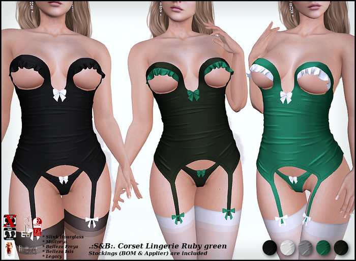 .:S&B:. Corset Lingerie Ruby Green (unpacked)