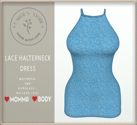 Lace Halterneck Dress Blue