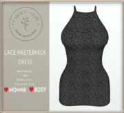 Lace Halterneck Dress Black