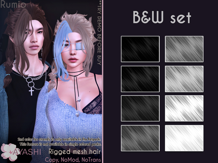 [^.^Ayashi^.^] Rumio hair-B&W set