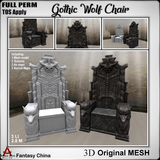 Full Perm Gothic Wolf Chair