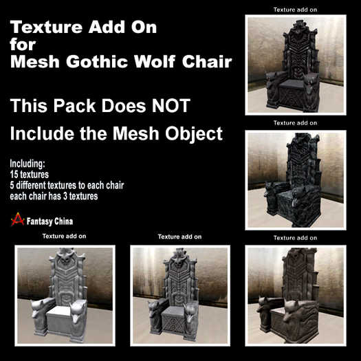 Full Perm Texture ADDON FOR Mesh Gothic Wolf Chair