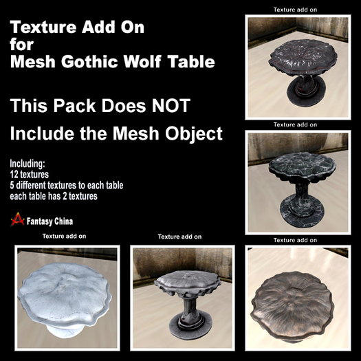 Full Perm Texture ADDON Mesh Gothic Wolf Table