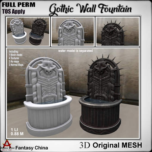 Full Perm Gothic Wall Fountain