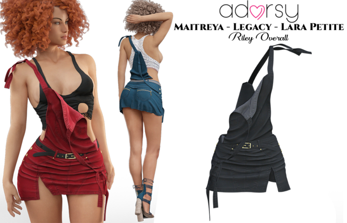 adorsy - Riley Overall Black - Maitreya/Legacy/Lara Petite
