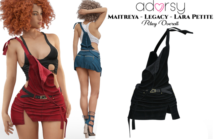 adorsy - Riley Overall Dark Black - Maitreya/Legacy/Lara Petite