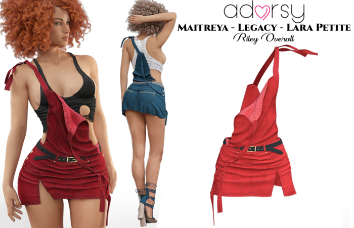 adorsy - Riley Overall Red - Maitreya/Legacy/Lara Petite