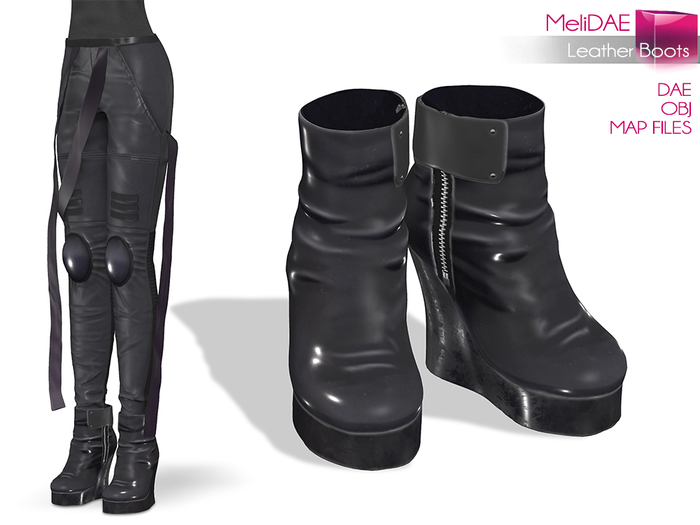 Dae, Obj, FBX, And Texture Files Leather Boots - None Rigged