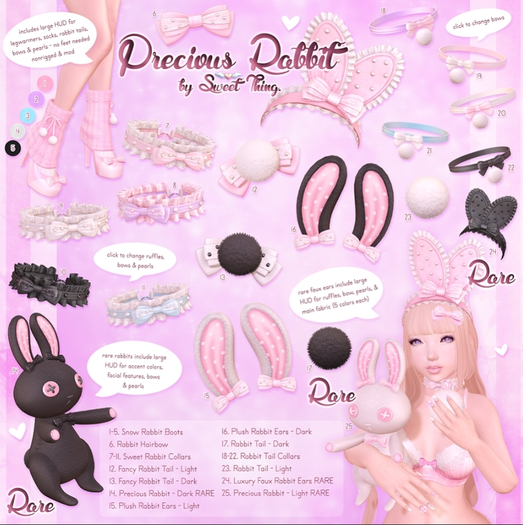 Sweet Thing. Rabbit Tail Collar - Black