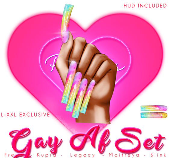 !! Pinky's Nails !! Gay Af Set ' L-XXL Square
