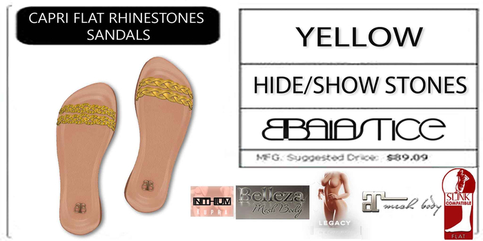 Baiastice_Capri Flat Rhinestones Sandals-Yellow