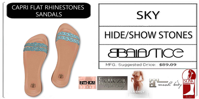 Baiastice_Capri Flat Rhinestones Sandals-Sky
