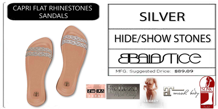 Baiastice_Capri Flat Rhinestones Sandals-Silver