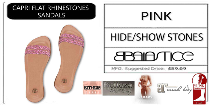Baiastice_Capri Flat Rhinestones Sandals-Pink