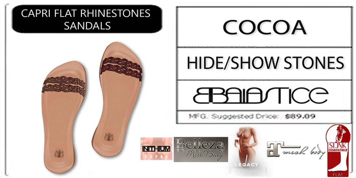 Baiastice_Capri Flat Rhinestones Sandals-Cocoa