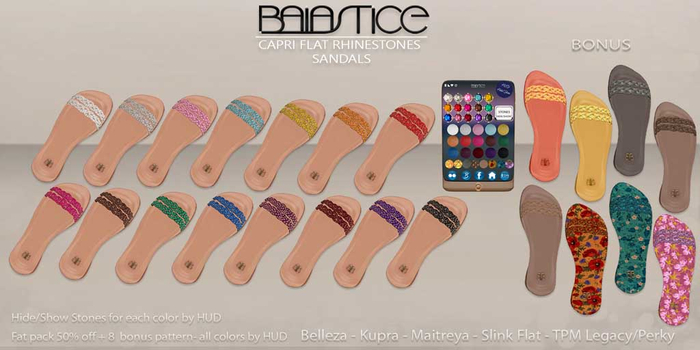 Baiastice_Capri Flat Rhinestones Sandals-All Colors+8 Bonus