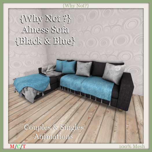 {Why Not ?} Alness Sofa {Black & Blue}-Boxed