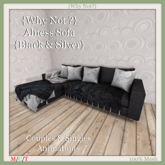 {Why Not ?} Alness Sofa {Black & Silver}-Boxed