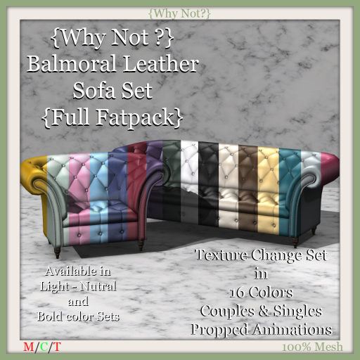 {Why Not ?} Balmoral Leather Sofa Set {Fatpack}-Boxed
