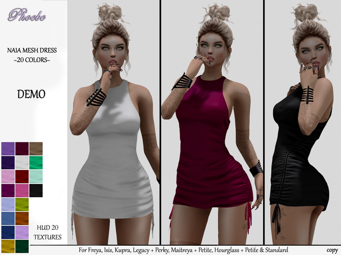 *P* Naia Mesh Dress ~20 Colors DEMO Hud~