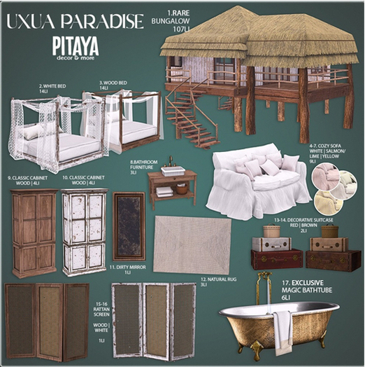 Pitaya - Uxua Paradise - WHITE RATTAN SECREEN