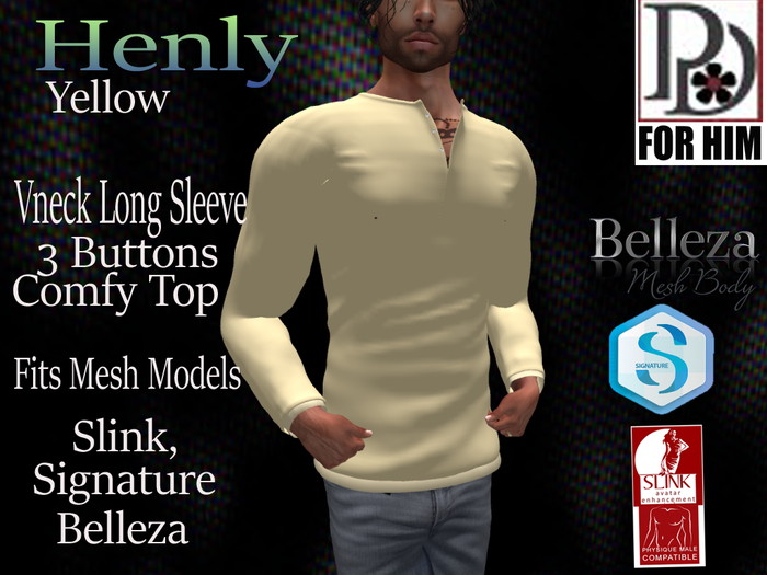 !PD-Mens Henly Top Yellow