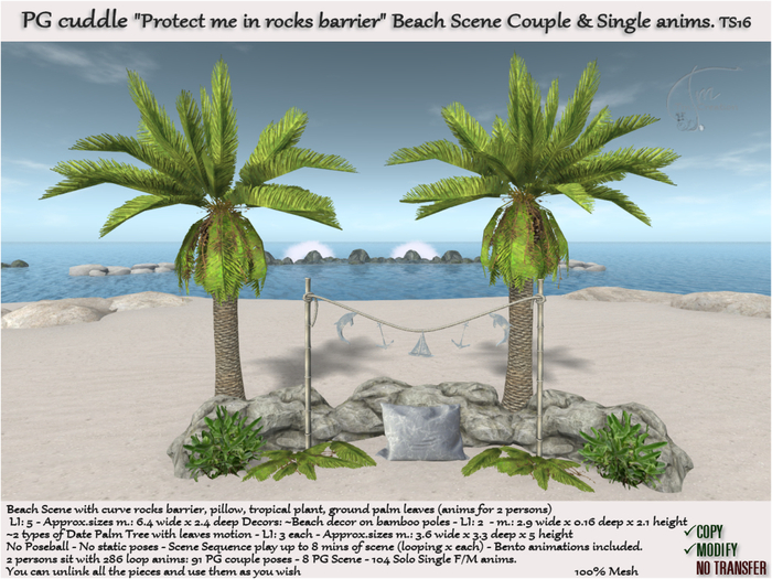 Beach Rocks Protect me Cuddle PG 264 anims Scene TS16