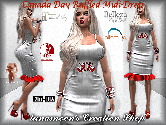 DEMO-Canada Day Ruffled Midi Dress
