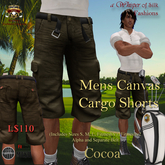 WGC MEN'S Cargo Shorts  COCOA - FitMesh & Rigged Mesh Sizes