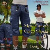 WGC MEN'S Cargo Shorts BLUE DENIM - FitMesh & Rigged Mesh Sizes