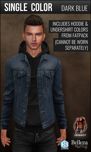 {COLD-ASH} Mens FLYNN Denim Jacket (SingleColor-DarkBlue)
