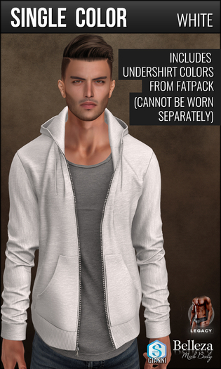 {COLD-ASH} Mens TANNER Open Hoodie (SingleColor-White)