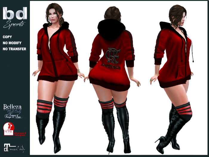 [bd] 125 CONJ2  BOOTS AND DRESS FLAMENGO