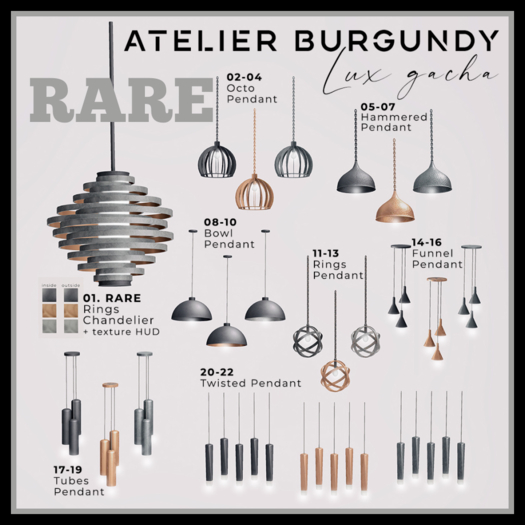 Atelier Burgundy . Lux . 01 Rings Chandelier RARE