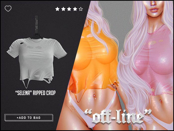"Off-Line" x "Selena" Ripped Crop / White