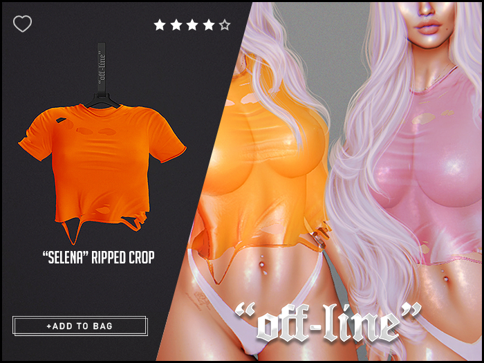"Off-Line" x "Selena" Ripped Crop / Orange