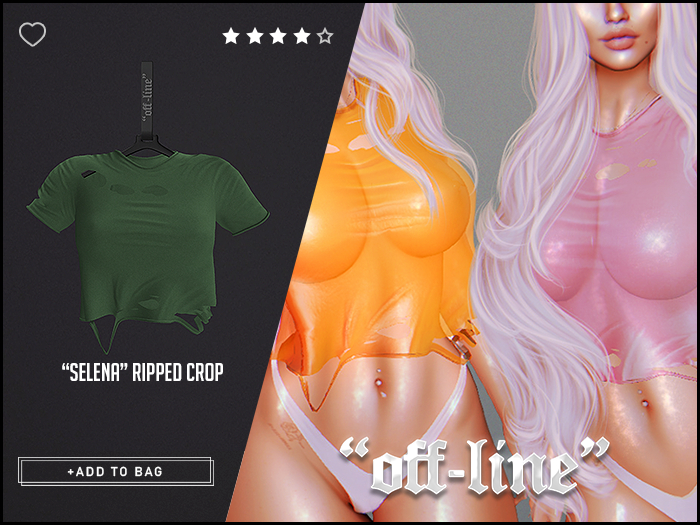"Off-Line" x "Selena" Ripped Crop / Olive