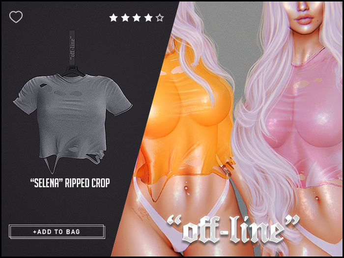 "Off-Line" x "Selena" Ripped Crop / Heathered