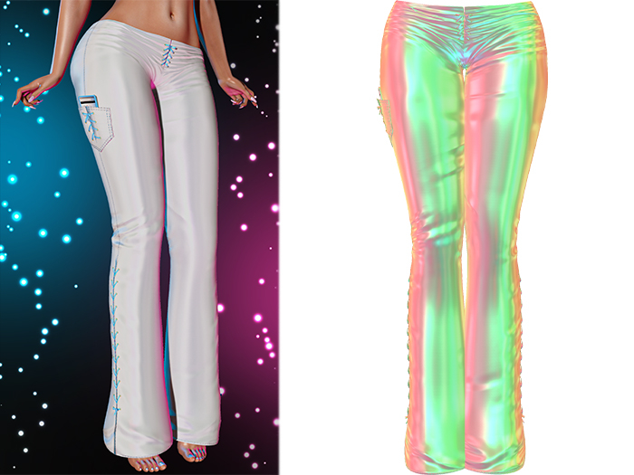Lacey Laced Up Flare Pants [Holo Rainbow] - Maitreya Lara • Legacy • Freya