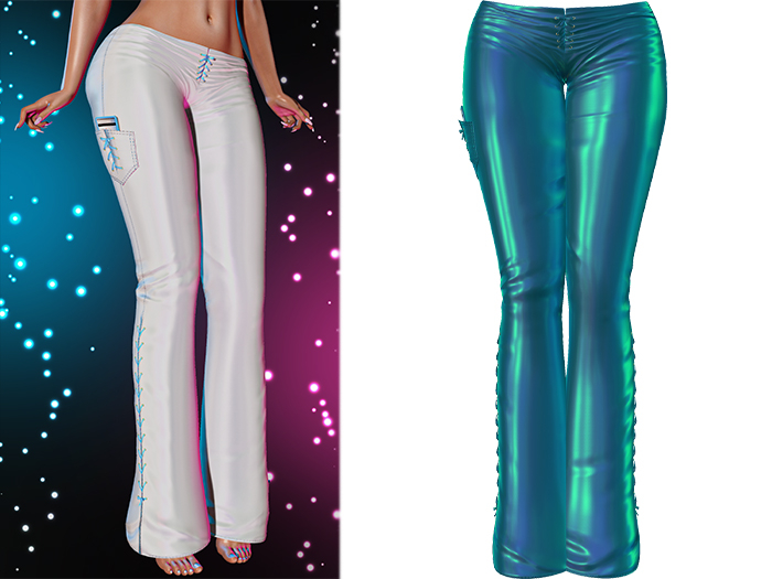 Lacey Laced Up Flare Pants [Holo Teal] - Maitreya Lara • Legacy • Freya