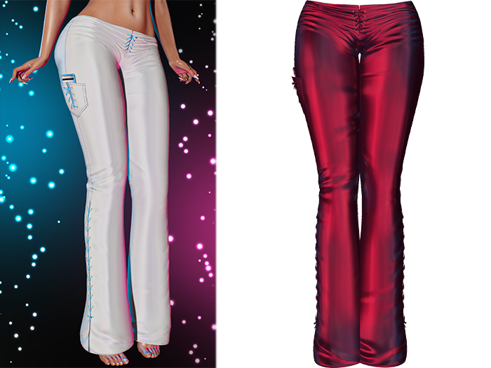 Lacey Laced Up Flare Pants [Holo Cherry Red Wine] - Maitreya Lara • Legacy • Freya