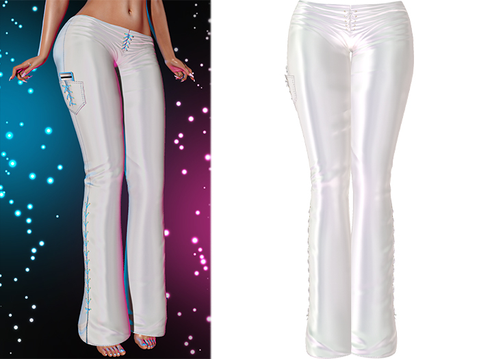 Lacey Laced Up Flare Pants [Holo White] - Maitreya Lara • Legacy • Freya