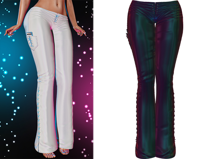 Lacey Laced Up Flare Pants [Holo Oilspill] - Maitreya Lara • Legacy • Freya