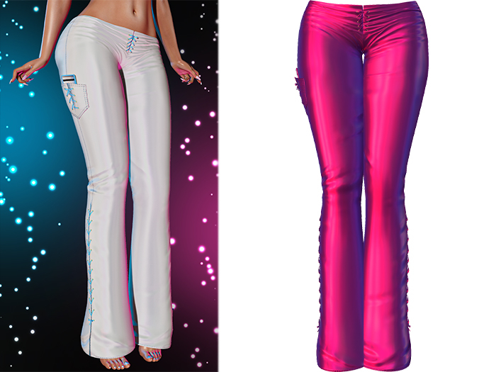 Lacey Laced Up Flare Pants [Holo Magenta] - Maitreya Lara • Legacy • Freya