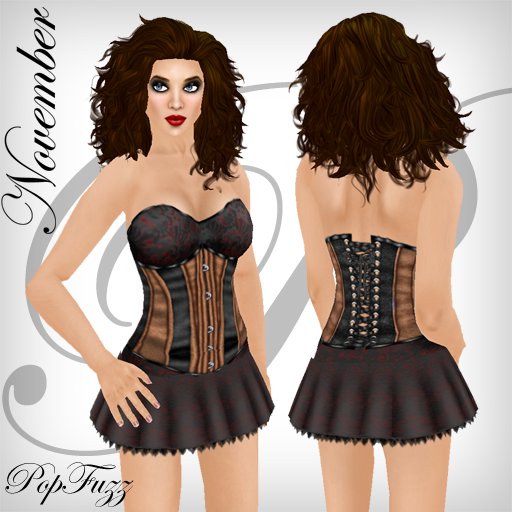 PopFuzz - Brown November - Underbust Corset and Dress