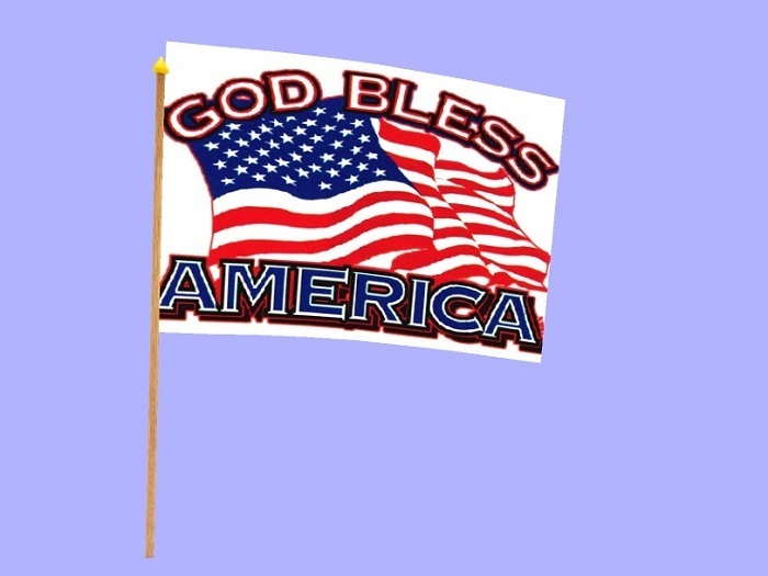 Hand held flag-God Bless America (Add)