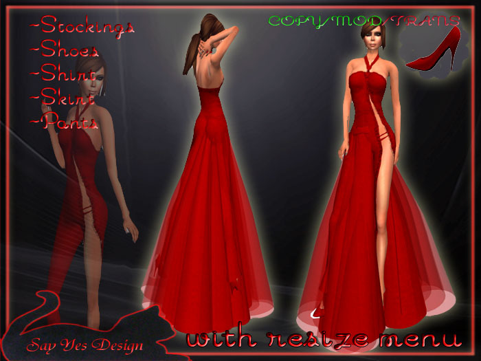 Second Life Marketplace - SAY YES 797 female Sexy Red Dress