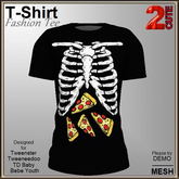 Fashion Tee [2cute] Pizza Skeleton