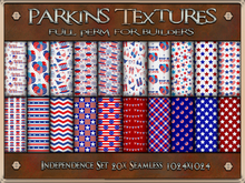 Parkins Textures - Independence Set - 20x Seamless 1024x1024 Full Perm - July 4th, USA, America, United States, Holiday