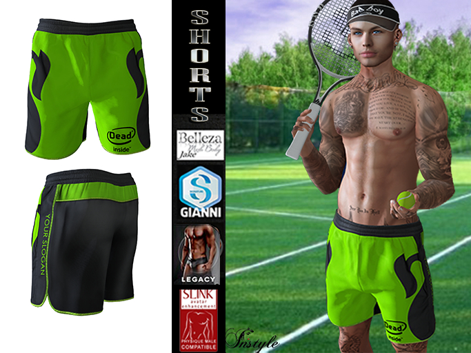 InStyl-Men's Training Shorts-V2.2(for Belleza Jake, Slink Male, Signature Gianni, Legacy)